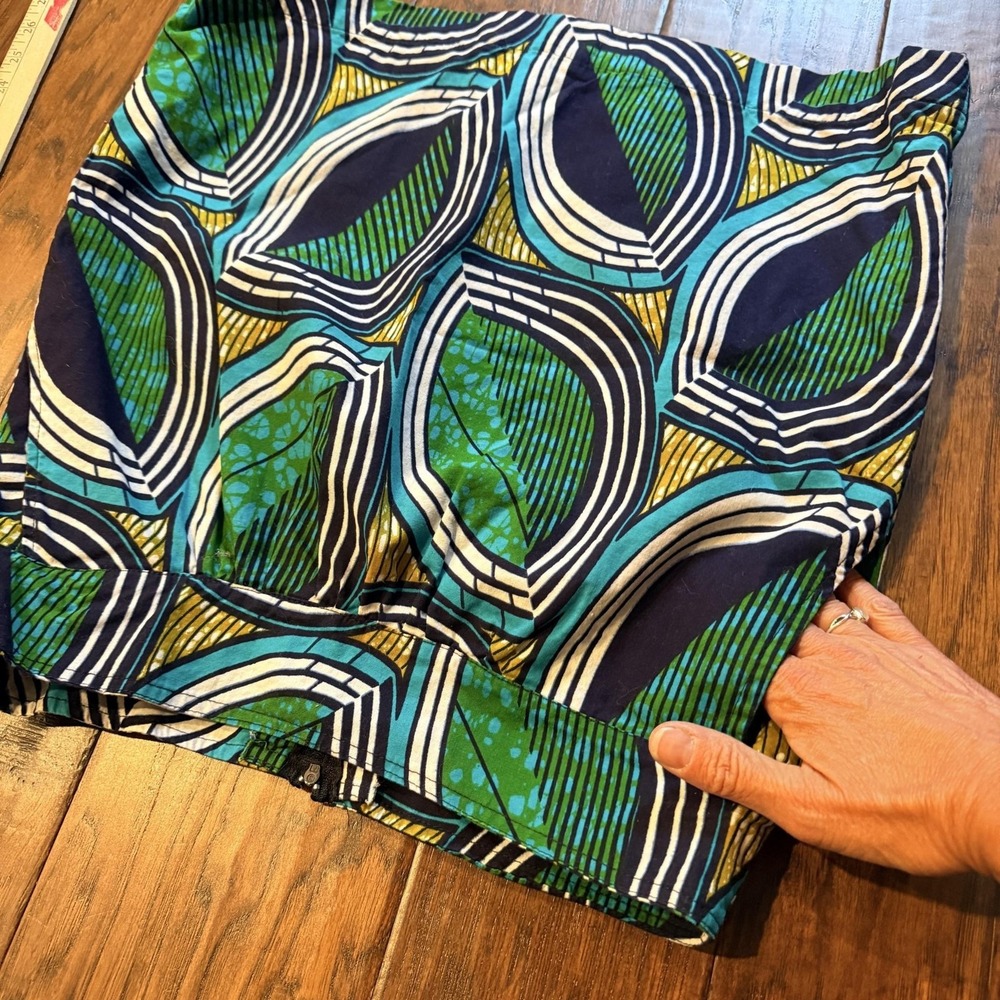 Hand sewn Skirt Womens Small Hitarget Tribal Wax Print fabric Cotton chic CUTE! - Picture 11 of 13